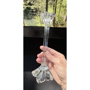 Mikasa Lead Crystal 9" Petal Taper Candle Stick Holder Germany star elgant -A52